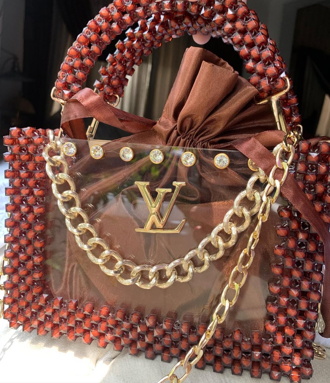 Ladies Bags, white stylish Ladies Purse with golden chain and Diamonds