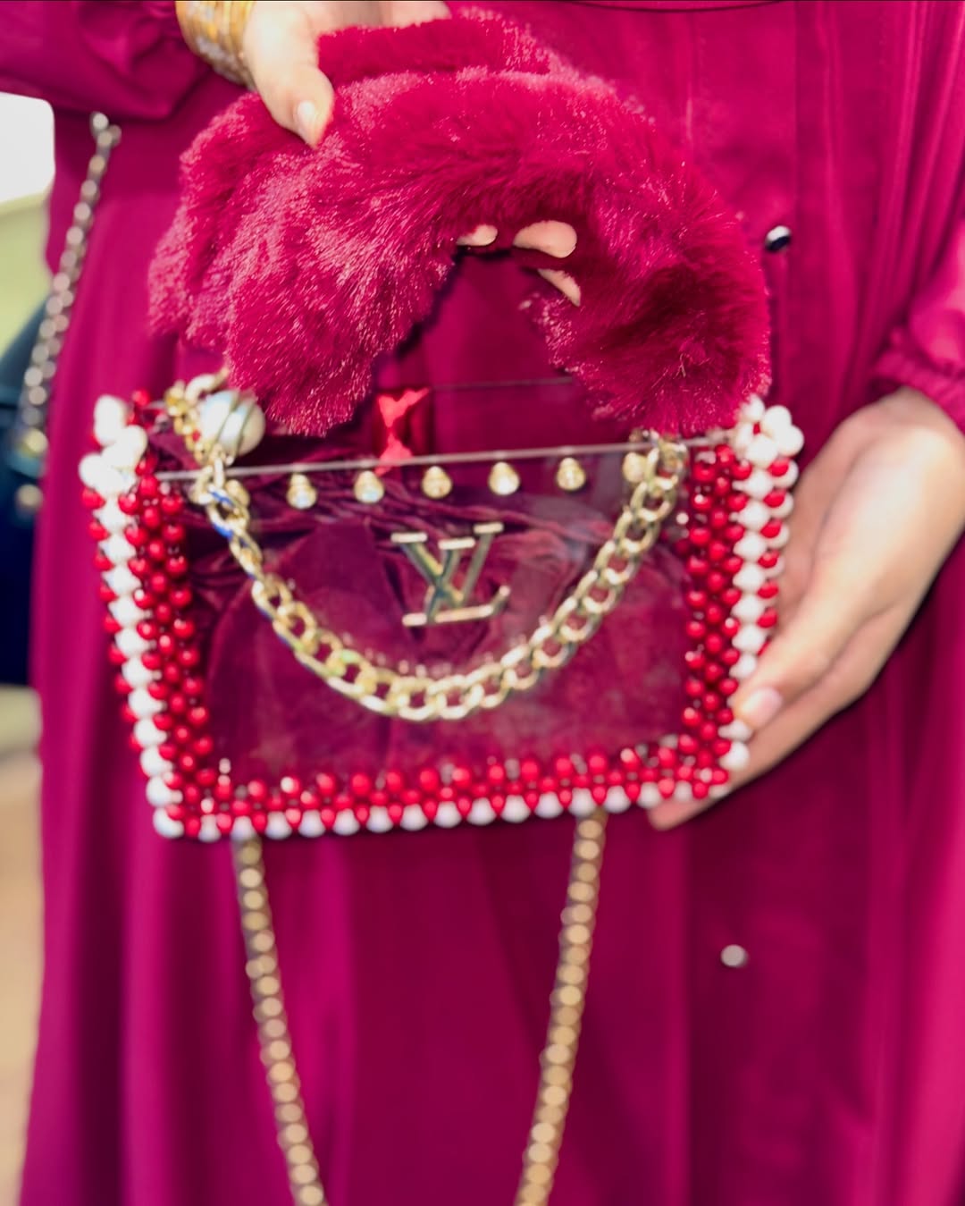 Ladies Bags, white stylish Ladies Purse with golden chain and Diamonds