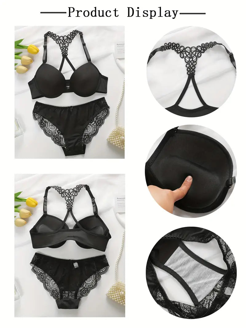 Bra and Panty Set Front Open Push Up Bra Butterfly Design