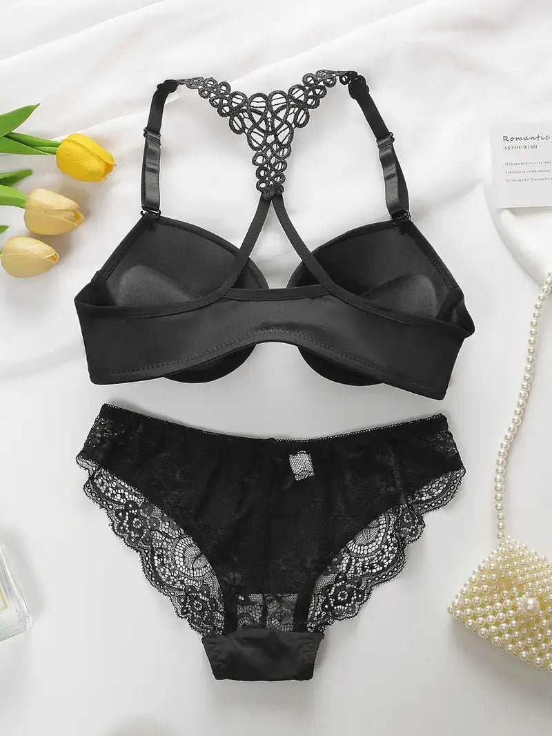 Bra and Panty Set Front Open Push Up Bra Butterfly Design