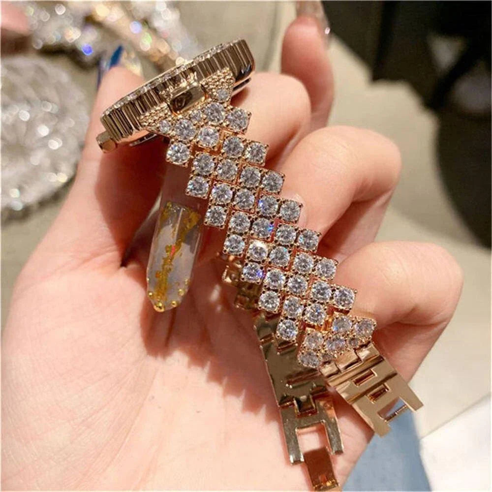 Ladies Luxury Diamond Watch Steel Band Diamond Touch Screen LED Electronic Watches