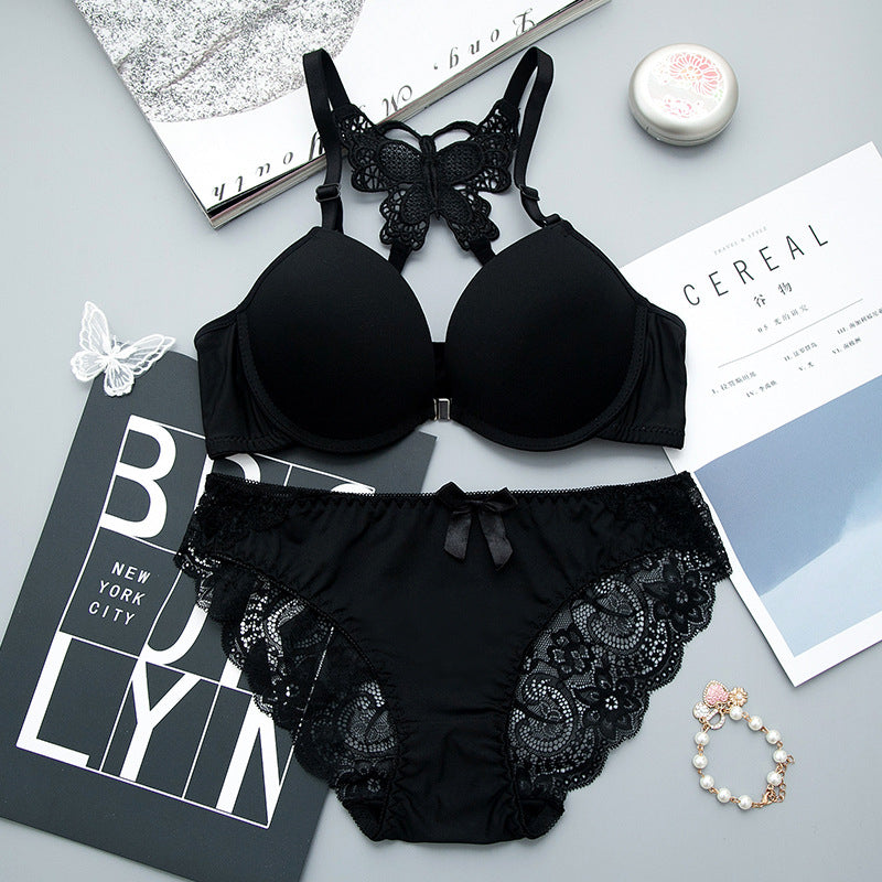 Bra and Panty Set Front Open Push Up Bra Butterfly Design
